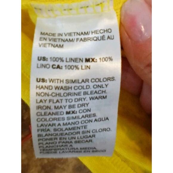 Chico’s Women's 100% Linen T-Shirt Size 2 US Large Bright Yellow Short Sleeve - Picture 6 of 7